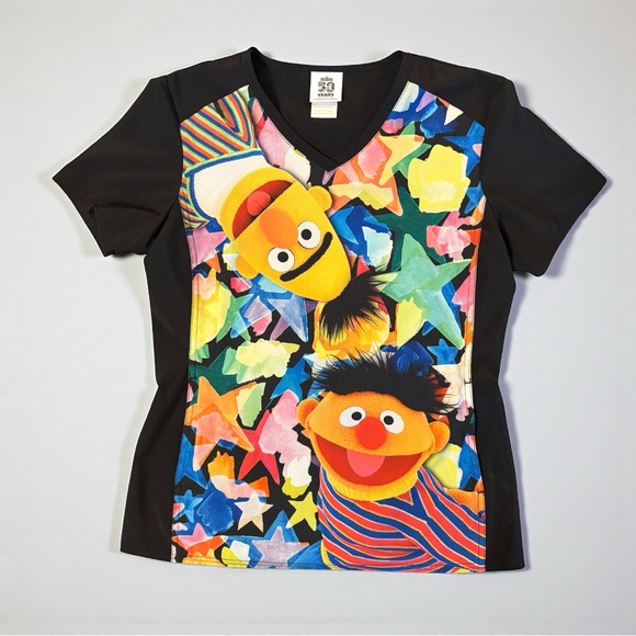 Sesame Street Tops - 🚨3 for $15 Sesame Street Scrub Top Womens Size Small Bert And Ernie Pediatrics